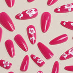 Press-On Nail Set Floral Pattern Adhesive Backing Non-Toxic