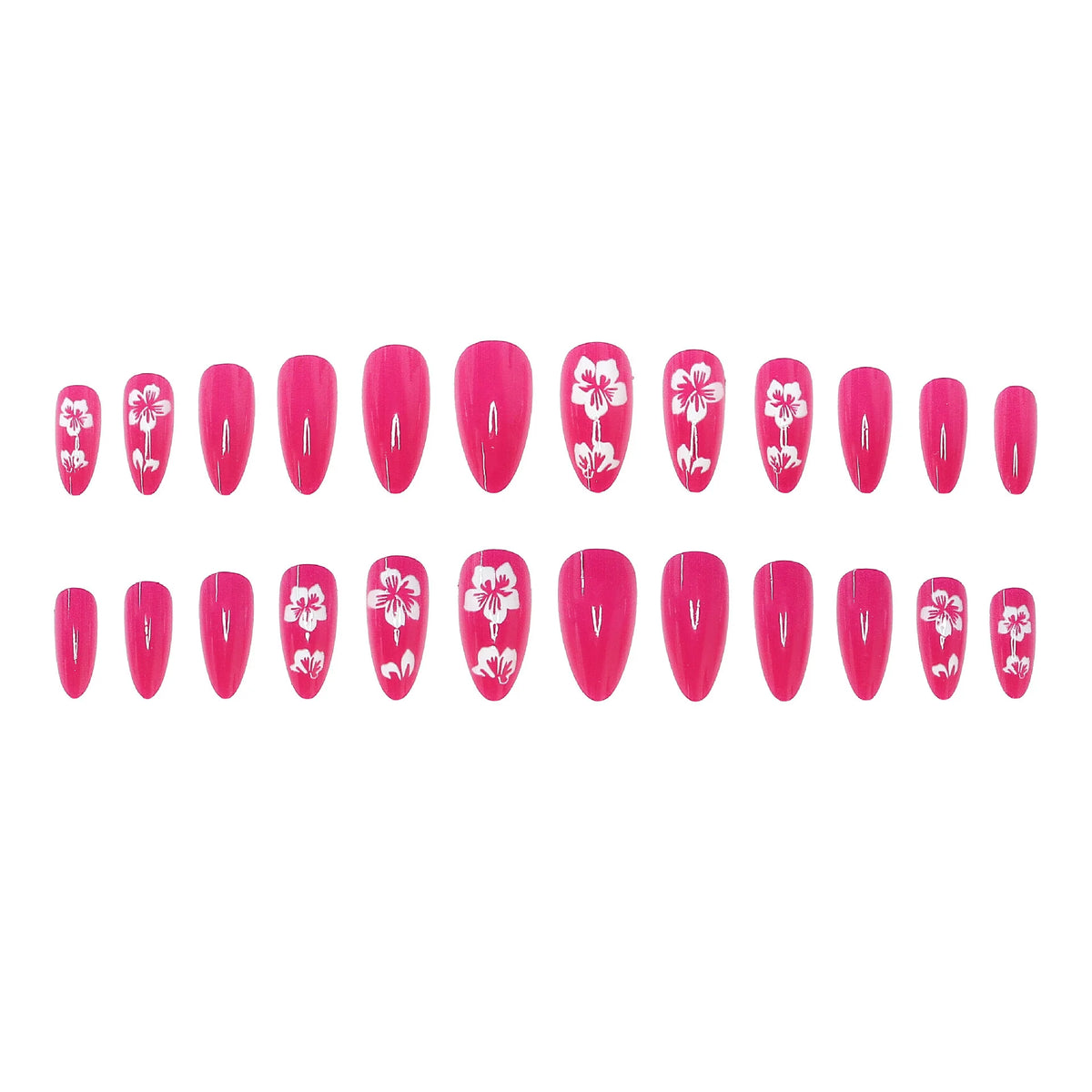 Press-On Nail Set Floral Pattern Adhesive Backing Non-Toxic