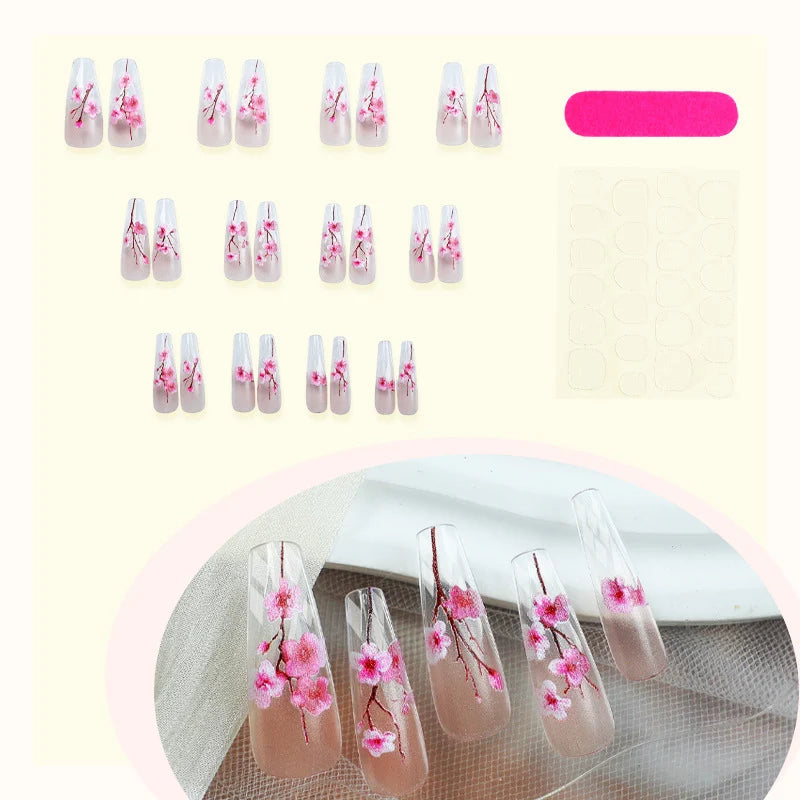 Press-On Nail Set Floral Pattern Durable & Comfortable Fit