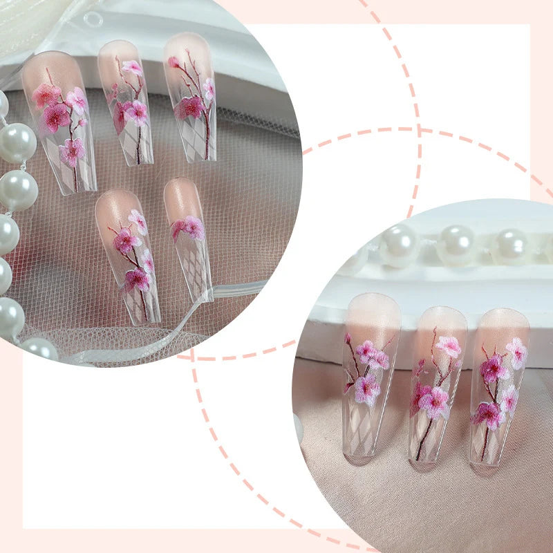 Press-On Nail Set Floral Pattern Durable & Comfortable Fit