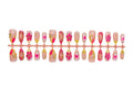 Press-On Nail Set Floral Pattern Rhinestone Accents Easy Apply