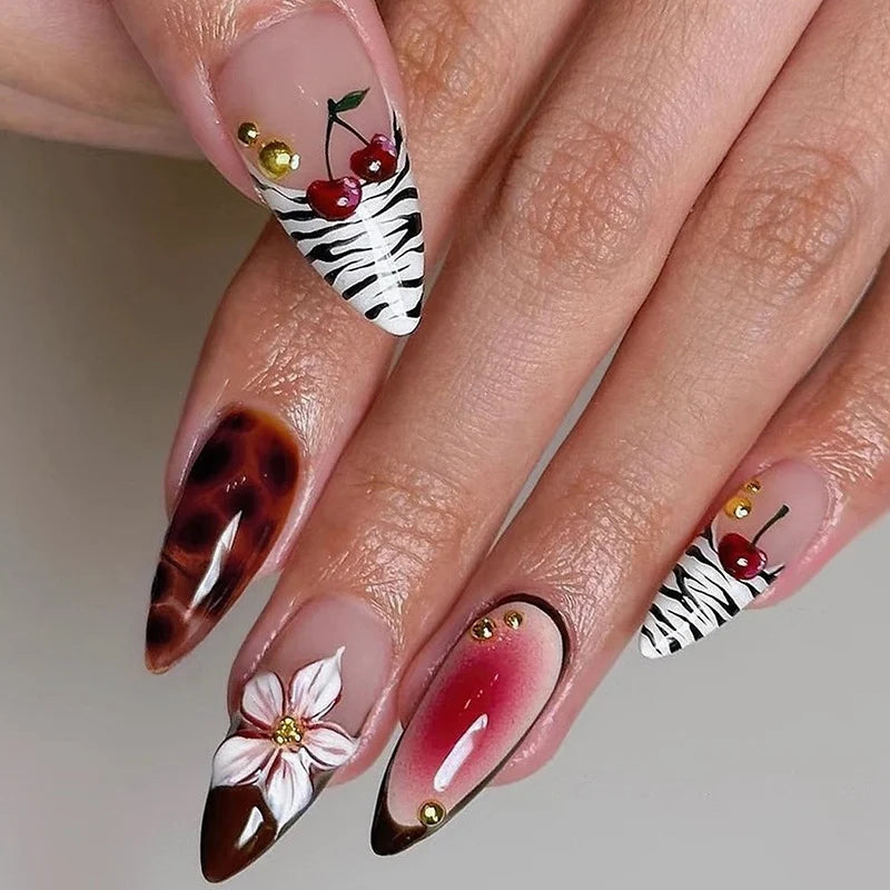 Press-On Nail Set Floral Patterns Reusable & Easy Application