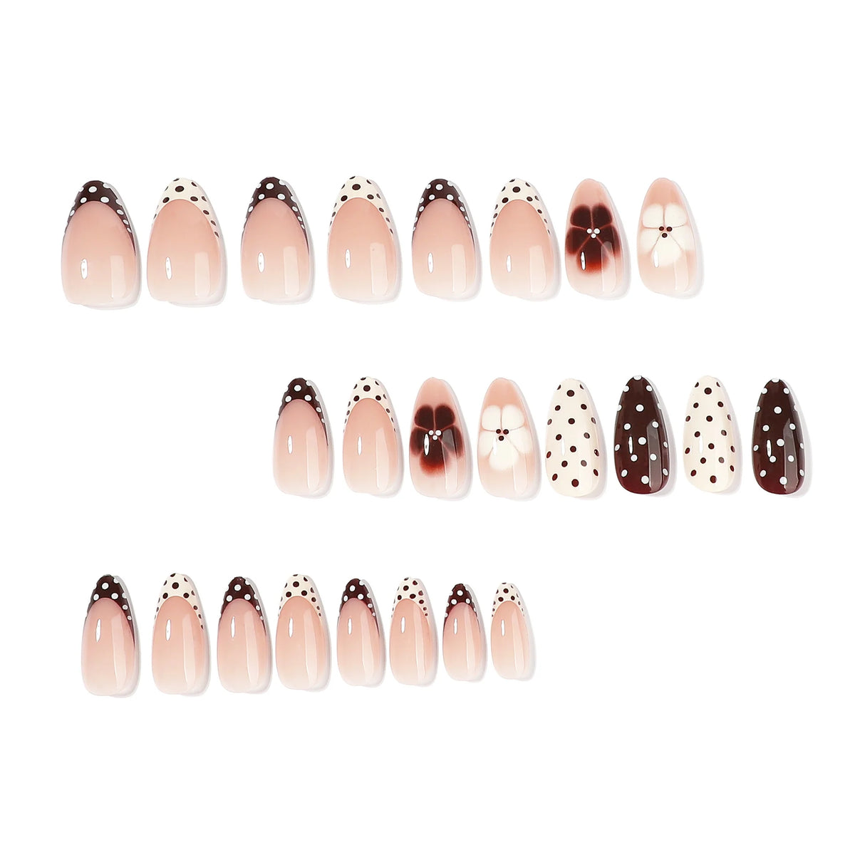 Press-On Nail Set Floral Patterns Skin-Friendly Easy Application