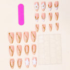 Press-On Nail Set Floral & Pearl Accent Universal Fit