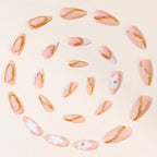 Press-On Nail Set Floral & Pearl Accent Universal Fit