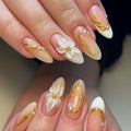 Press-On Nail Set Floral & Pearl Accent Universal Fit