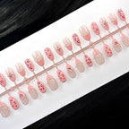 Press-On Nail Set Floral & Pearl Accents