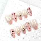 Press-On Nail Set Floral & Pearl Accents