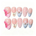 Press-On Nail Set Floral & Pearl Accents Easy Application