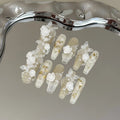 Press-On Nail Set Floral & Pearl Accents Easy-Apply