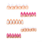 Press-On Nail Set Floral Pearl Accents Reusable