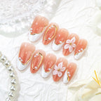 Press-On Nail Set Floral & Pearl Embellished Easy Application