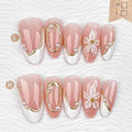 Press-On Nail Set Floral & Pearl Embellished Easy Application