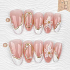 Press-On Nail Set Floral & Pearl Embellished Easy Application