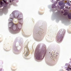 Press-On Nail Set Floral & Pearl Embellished Peel-And-Press