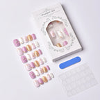Press-On Nail Set Floral & Pearl Embellished Peel-And-Press