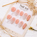 Press-On Nail Set Floral Pearl & Gold Reusable