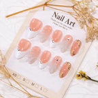 Press-On Nail Set Floral Pearl & Gold Reusable