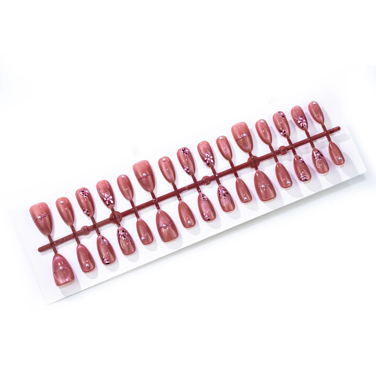 Press-On Nail Set Floral & Pearl Peel And Stick