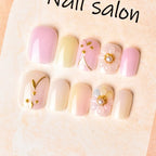 Press-On Nail Set Floral Pearl Peel & Press