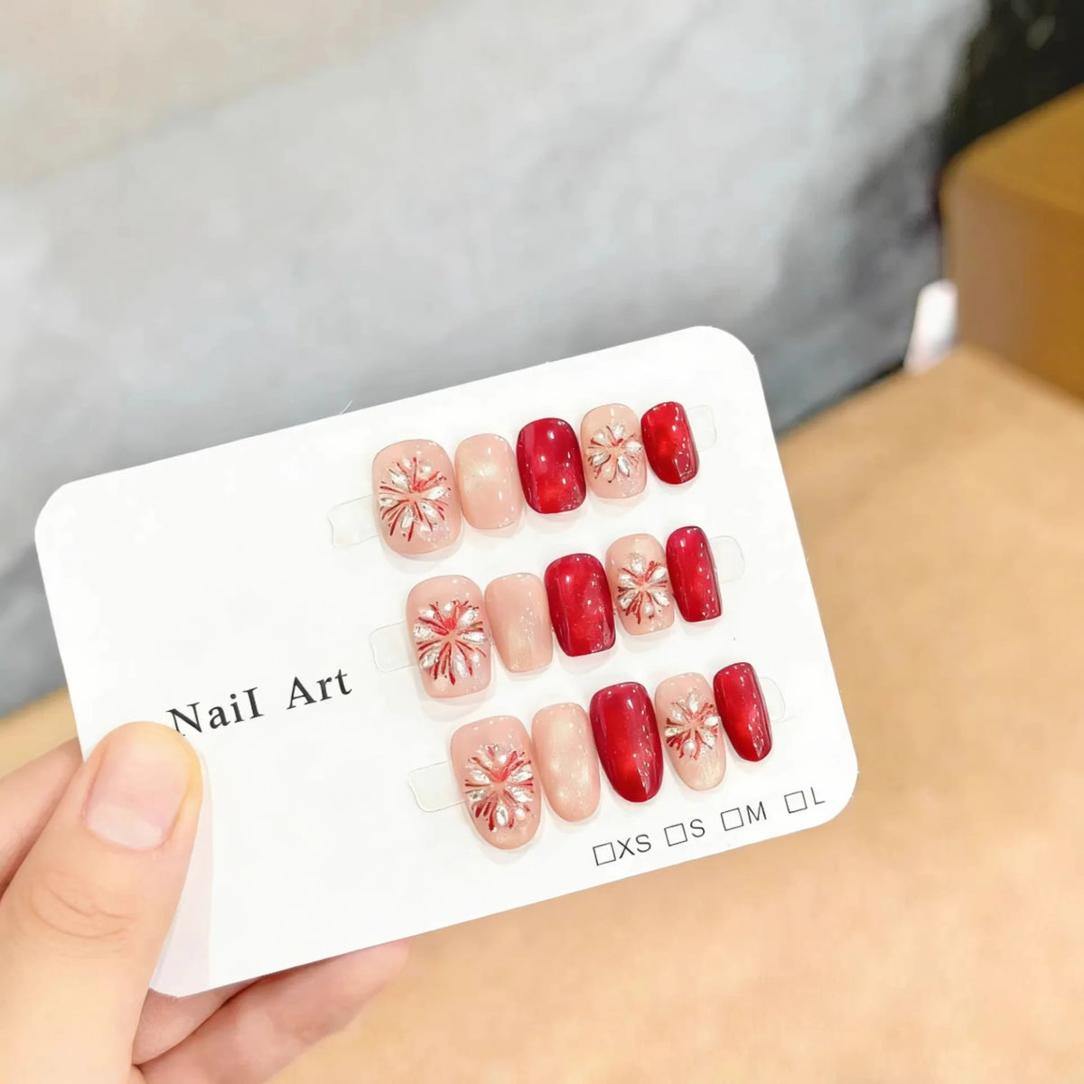 Press-On Nail Set Floral Peel-And-Stick