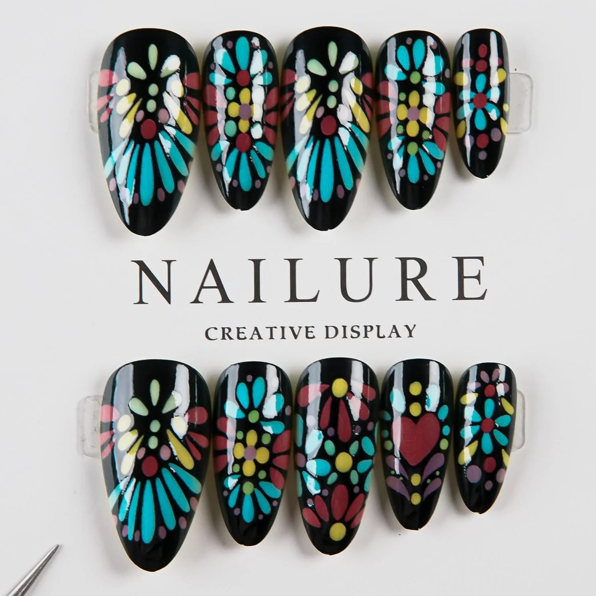 Press-On Nail Set Floral Peel And Stick 24-Piece