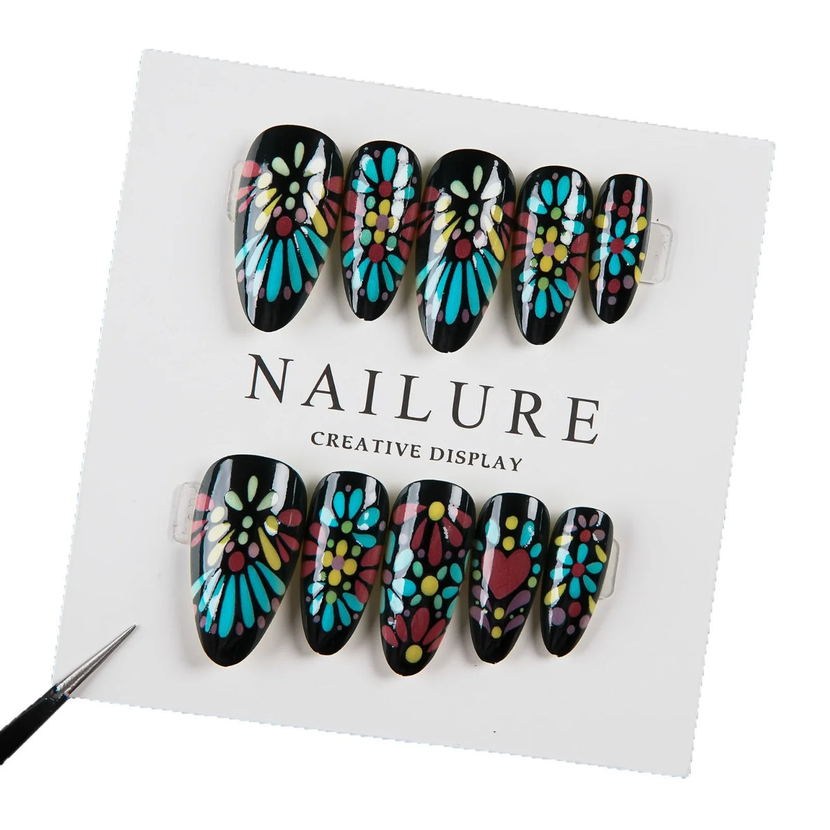 Press-On Nail Set Floral Peel And Stick 24-Piece