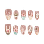 Press-On Nail Set Floral Peel-And-Stick Durable Acrylic