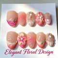Press-On Nail Set Floral Peel-And-Stick & Durable Synthetic