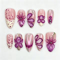 Press-On Nail Set Floral Peel-And-Stick Long-Lasting