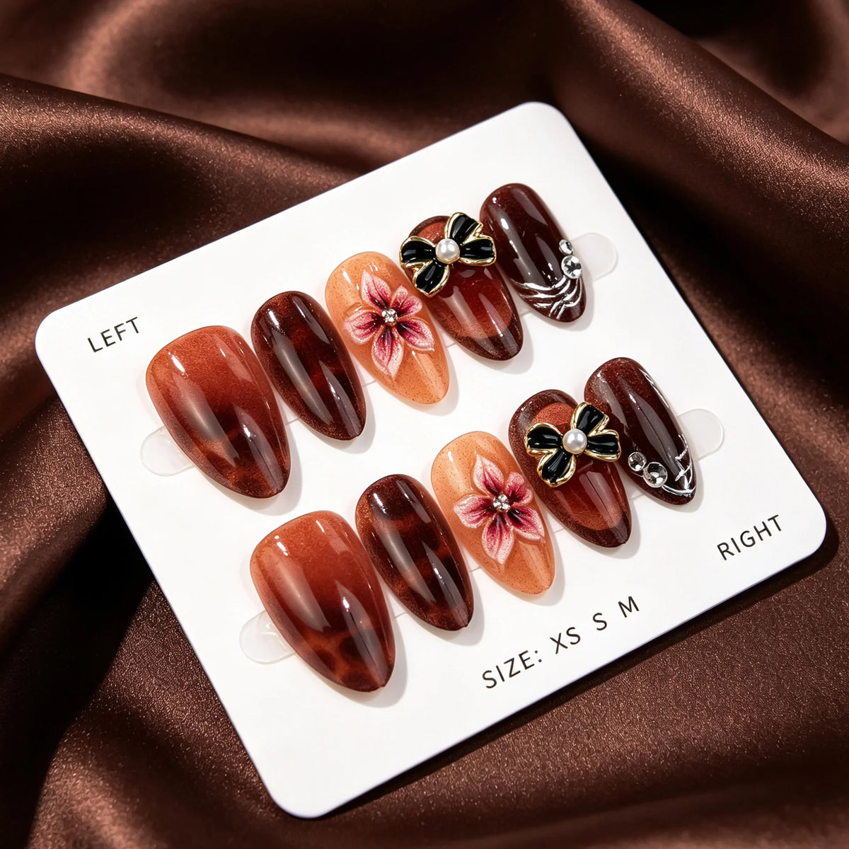 Press-On Nail Set Floral Peel-And-Stick Multiple Sizes