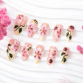 Press-On Nail Set Floral Peel-And-Stick Reusable 10-Piece