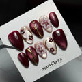Press-On Nail Set Floral Peel-And-Stick & Reusable
