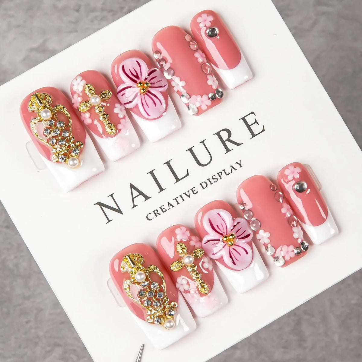 Press-On Nail Set Floral Peel & Stick