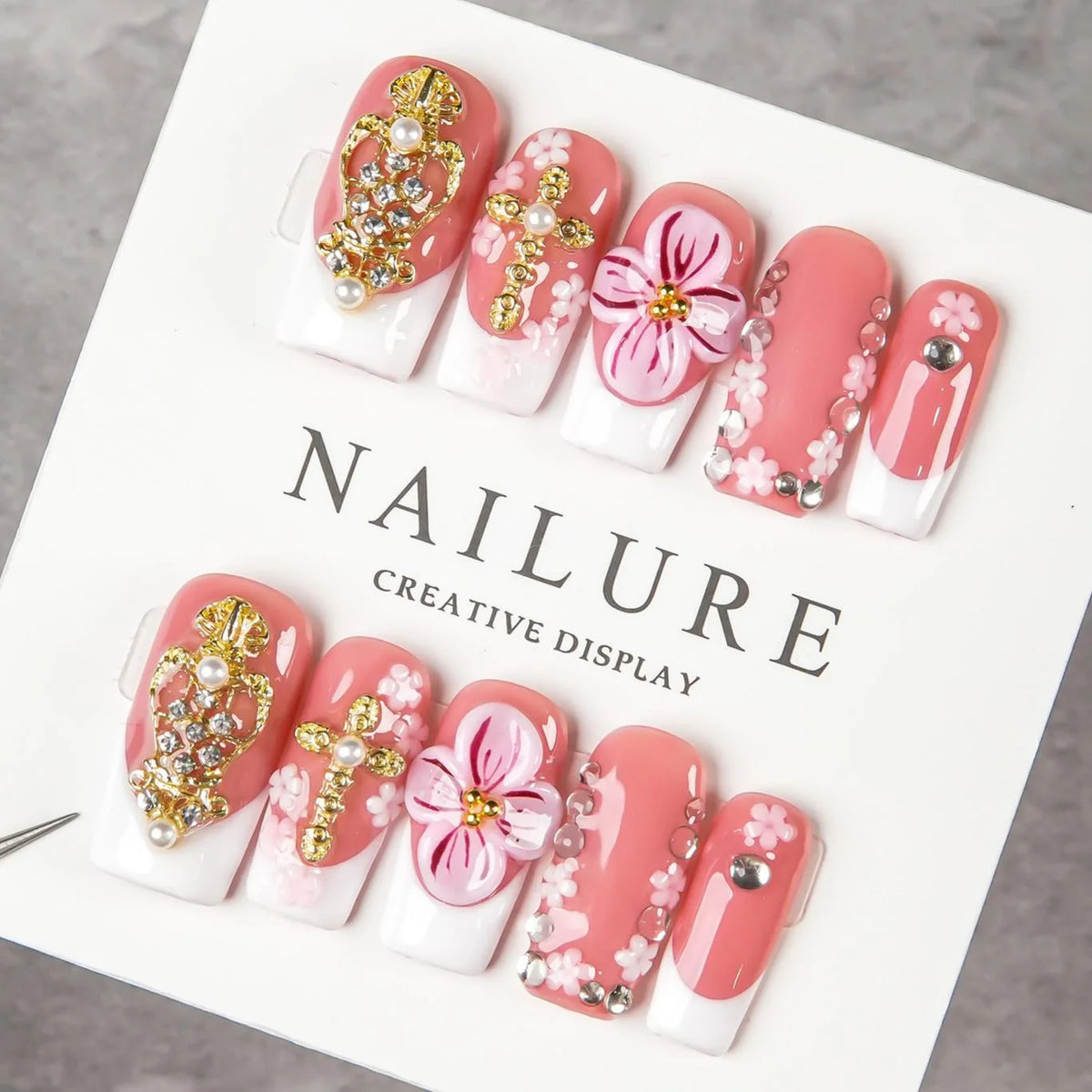 Press-On Nail Set Floral Peel & Stick