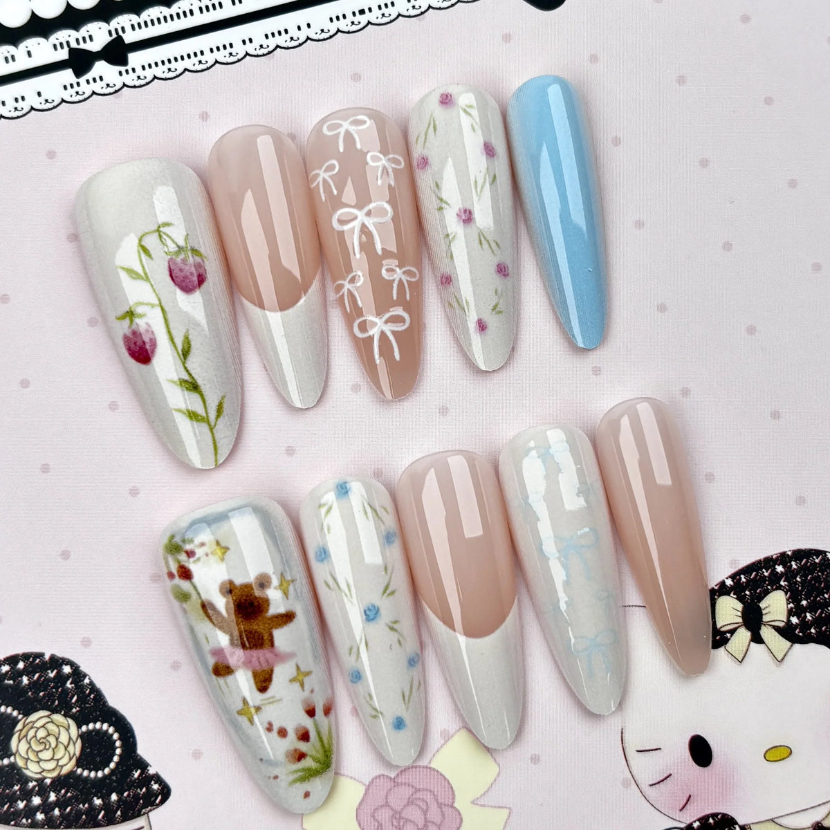 Press-On Nail Set Floral Peel & Stick Comfortable Fit