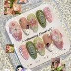Press-On Nail Set Floral Peel & Stick Long-Lasting