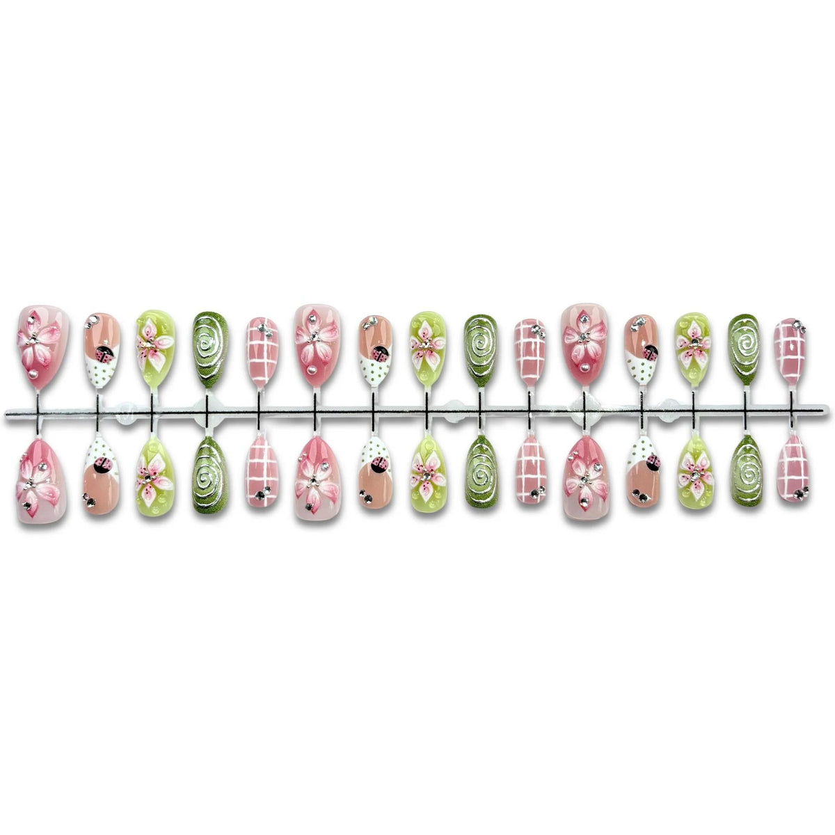 Press-On Nail Set Floral Peel & Stick Long-Lasting