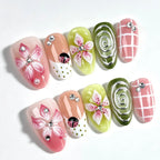 Press-On Nail Set Floral Peel & Stick Long-Lasting
