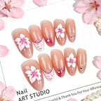 Press-On Nail Set Floral Peel & Stick Multiple Sizes