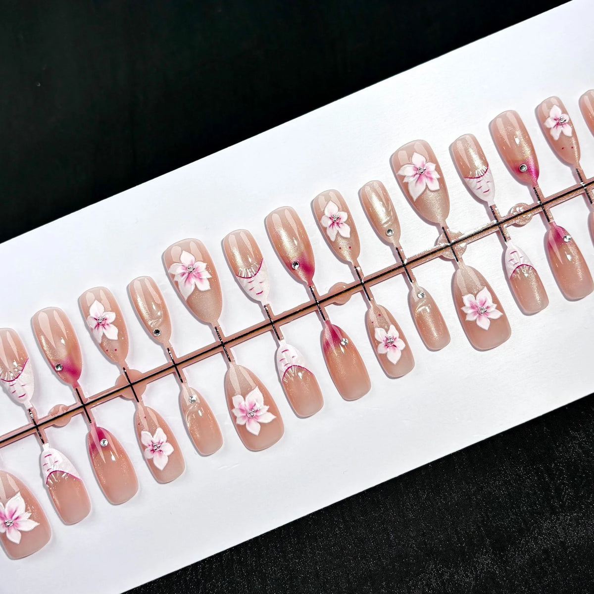 Press-On Nail Set Floral Peel & Stick Multiple Sizes