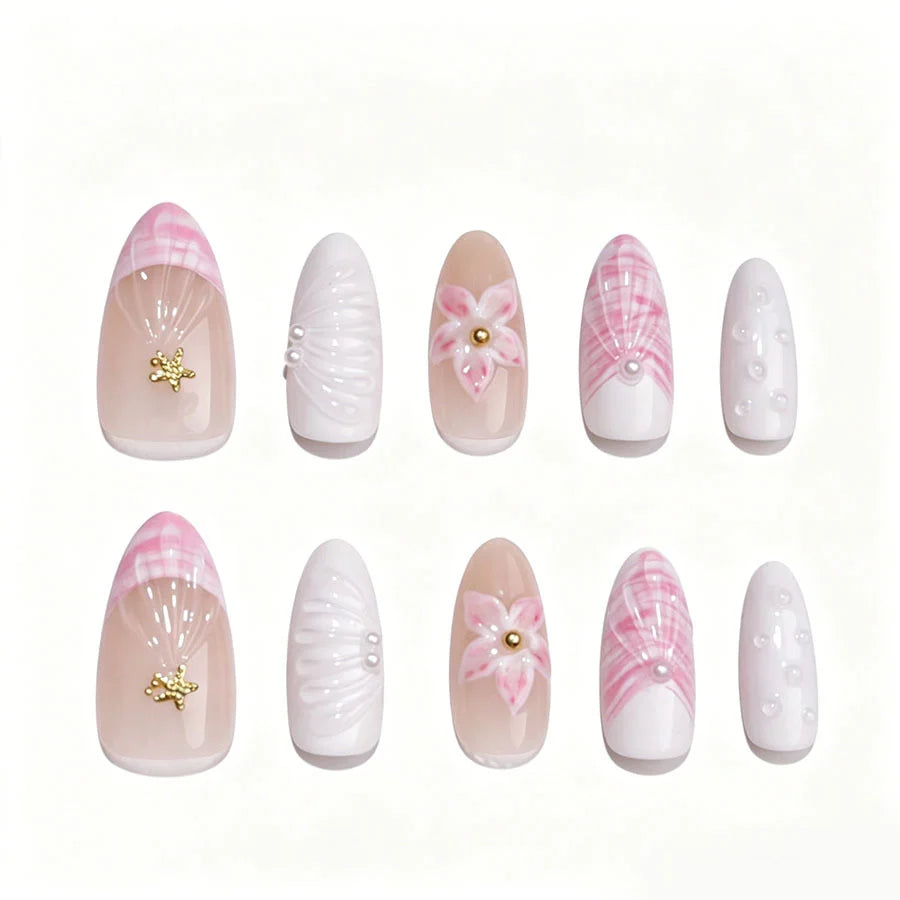 Press-On Nail Set Floral Peel & Stick Reusable