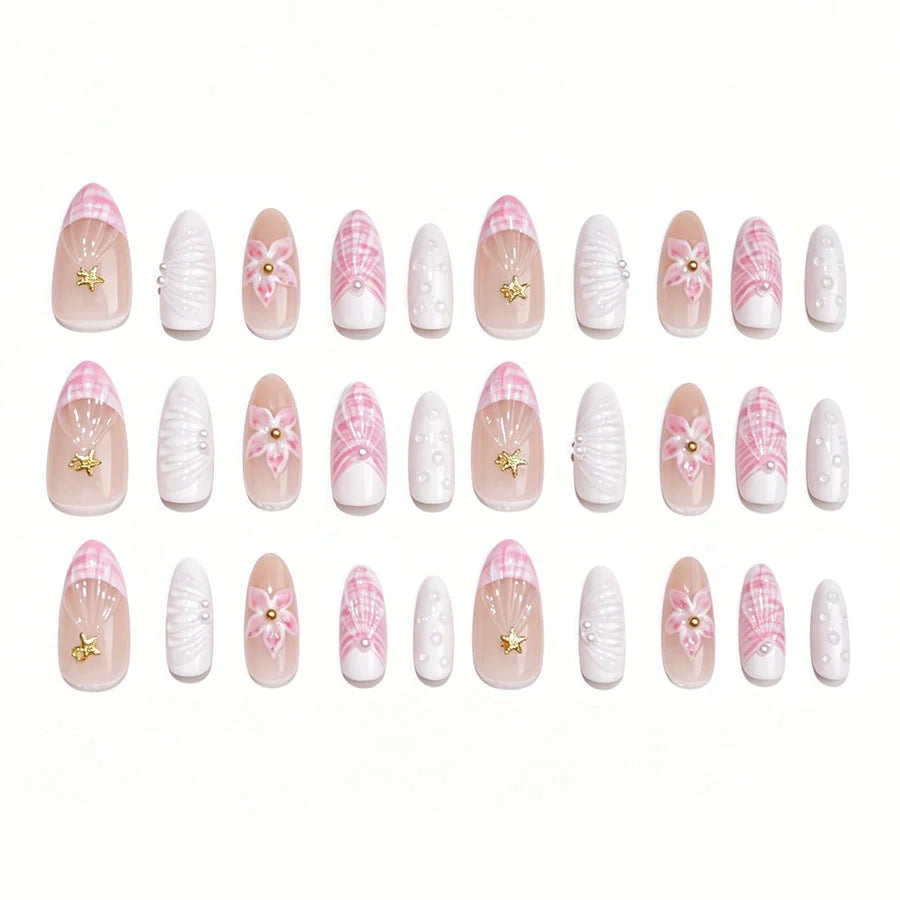 Press-On Nail Set Floral Peel & Stick Reusable