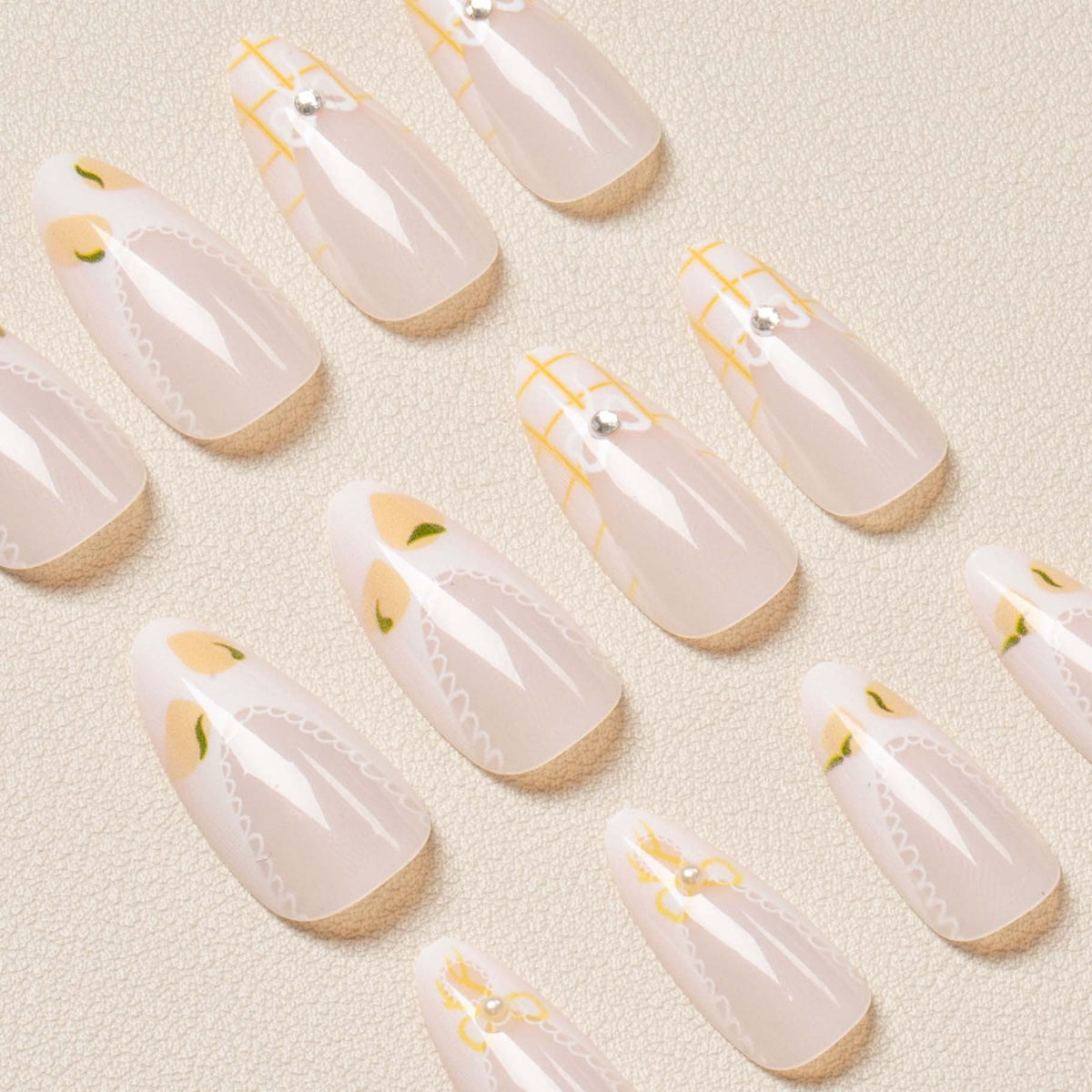 Press-On Nail Set Floral Peel & Stick Reusable