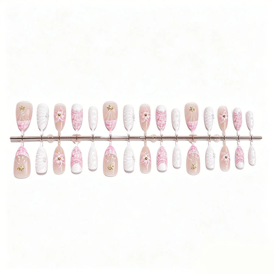 Press-On Nail Set Floral Peel & Stick Reusable