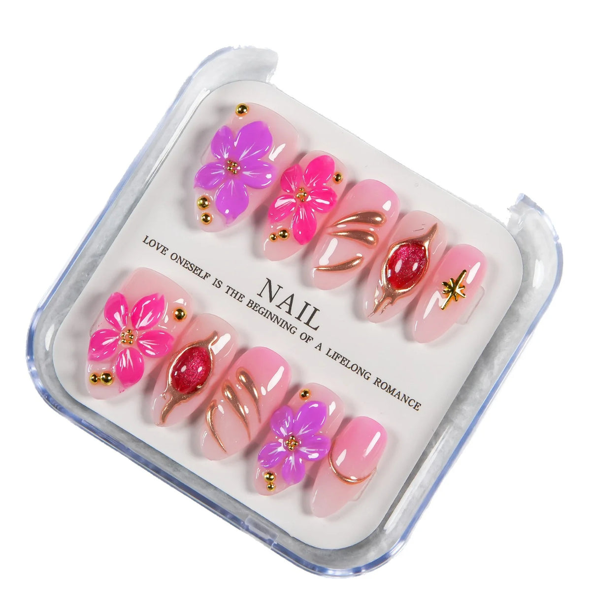 Press-On Nail Set Floral Peel & Stick Reusable