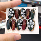 Press-On Nail Set Floral Peel & Stick Two-Week Wear