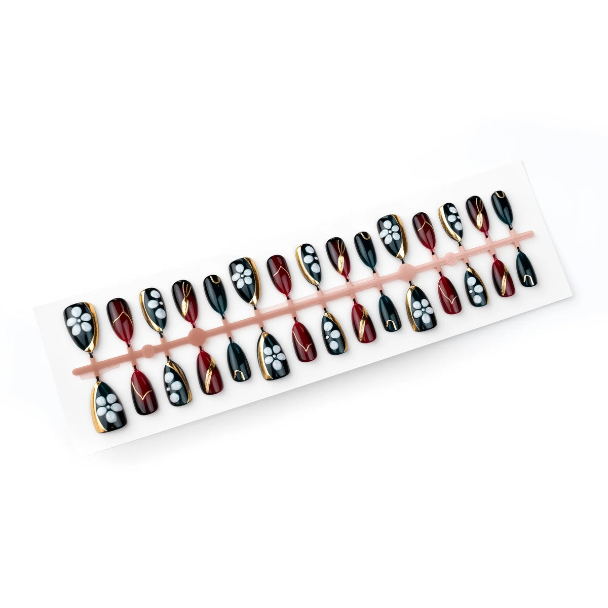 Press-On Nail Set Floral Peel & Stick Two-Week Wear