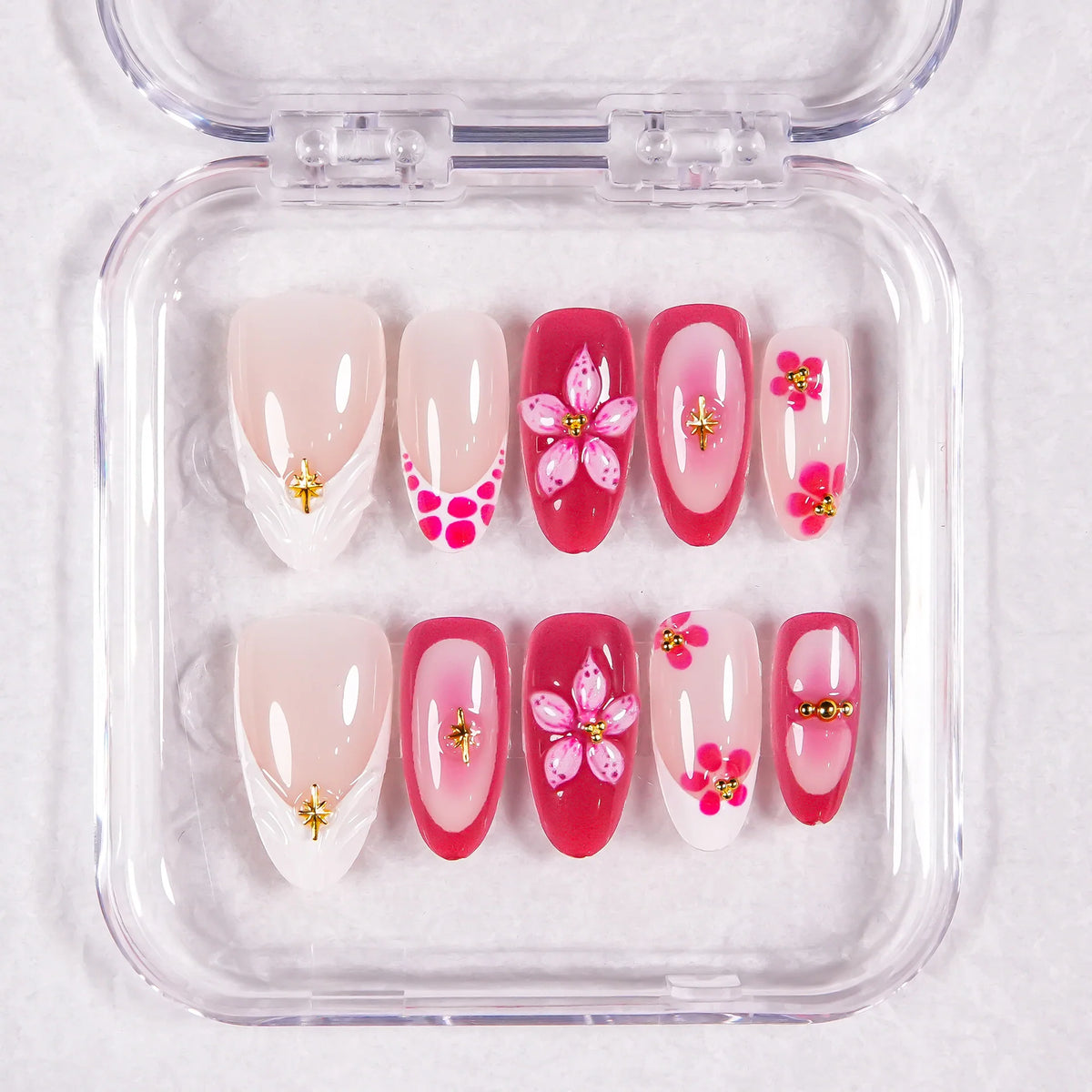 Press-On Nail Set Floral Peel & Stick Violet