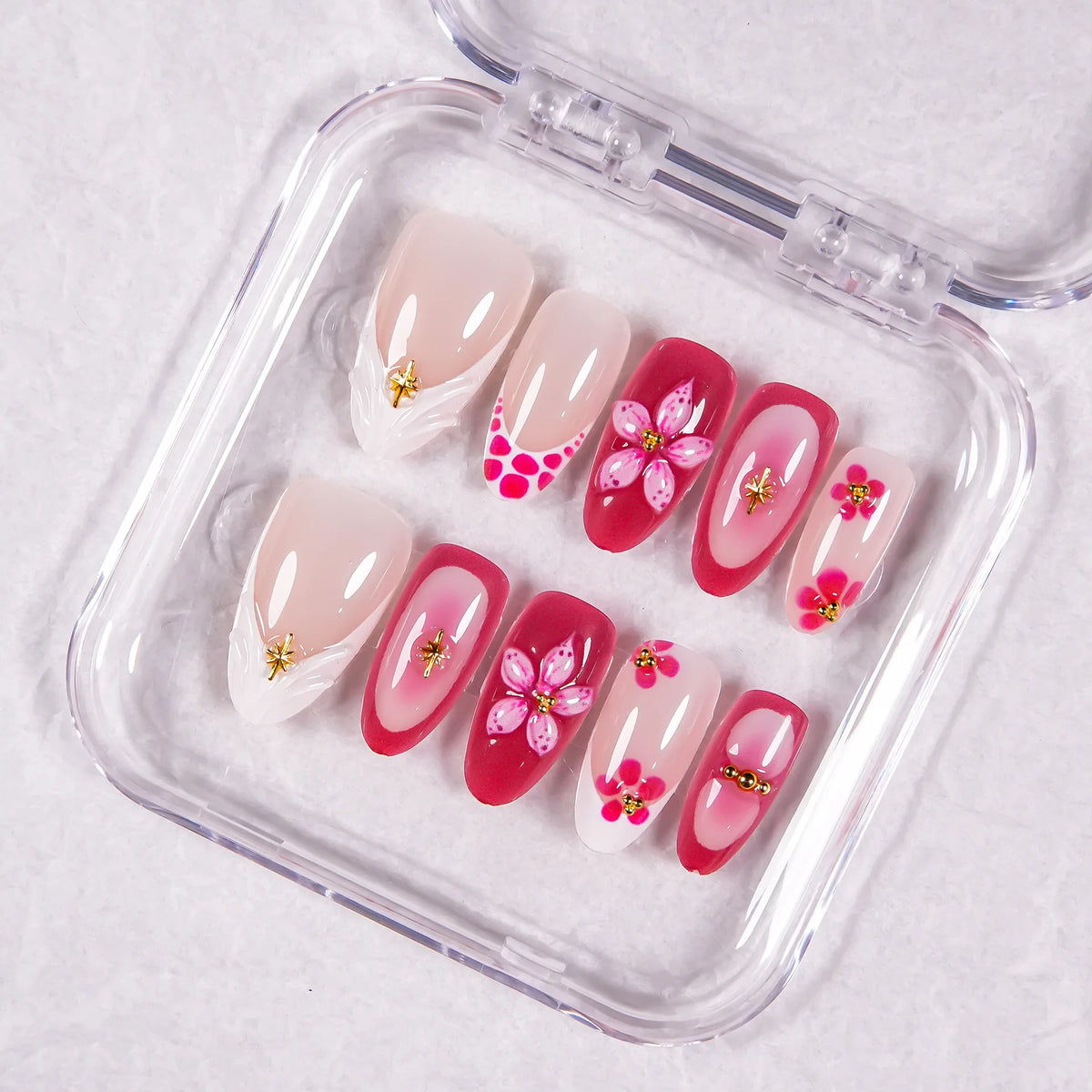 Press-On Nail Set Floral Peel & Stick Violet